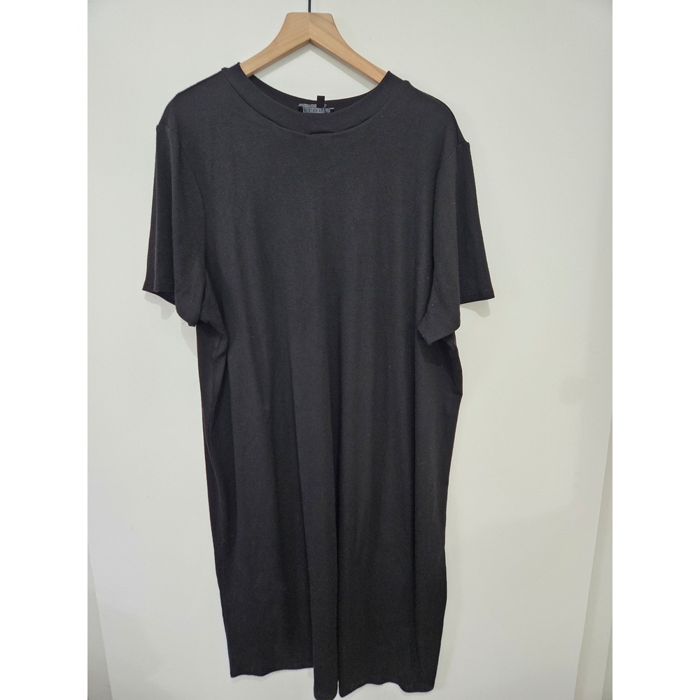 Eloquii Black Short Sleeve T-Shirtβ Midi Dress Plus Size 22/24 Style 7072